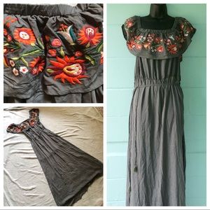 DAVI & DANI Embroidered Off Shoulder Maxi Dress 1X